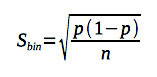 Формула расчета погрешности для биноминального распределения